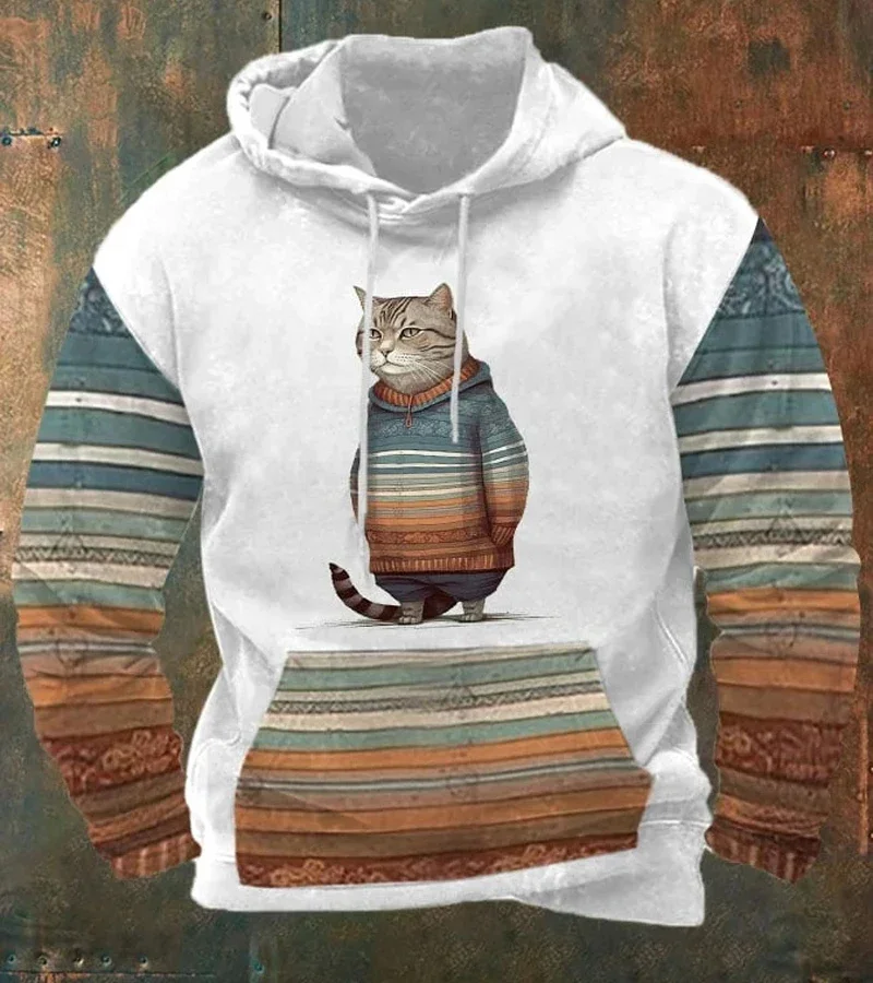 Hoodie com estampa Fox divertido masculino, blusa confortável, roupa esportiva respirável, moda casual de rua, outono, nova