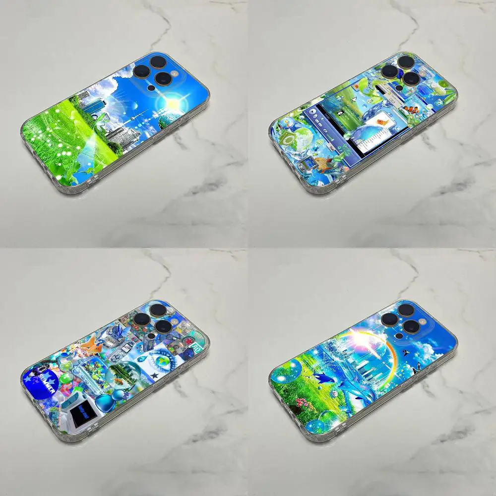 

F-Frutiger Aero Computer Aesthetics Phone Case For iPhone 17,16,15,14,13,12,11 Plus,Pro,Max,Plus,E,SE4,Mini Transparent Box