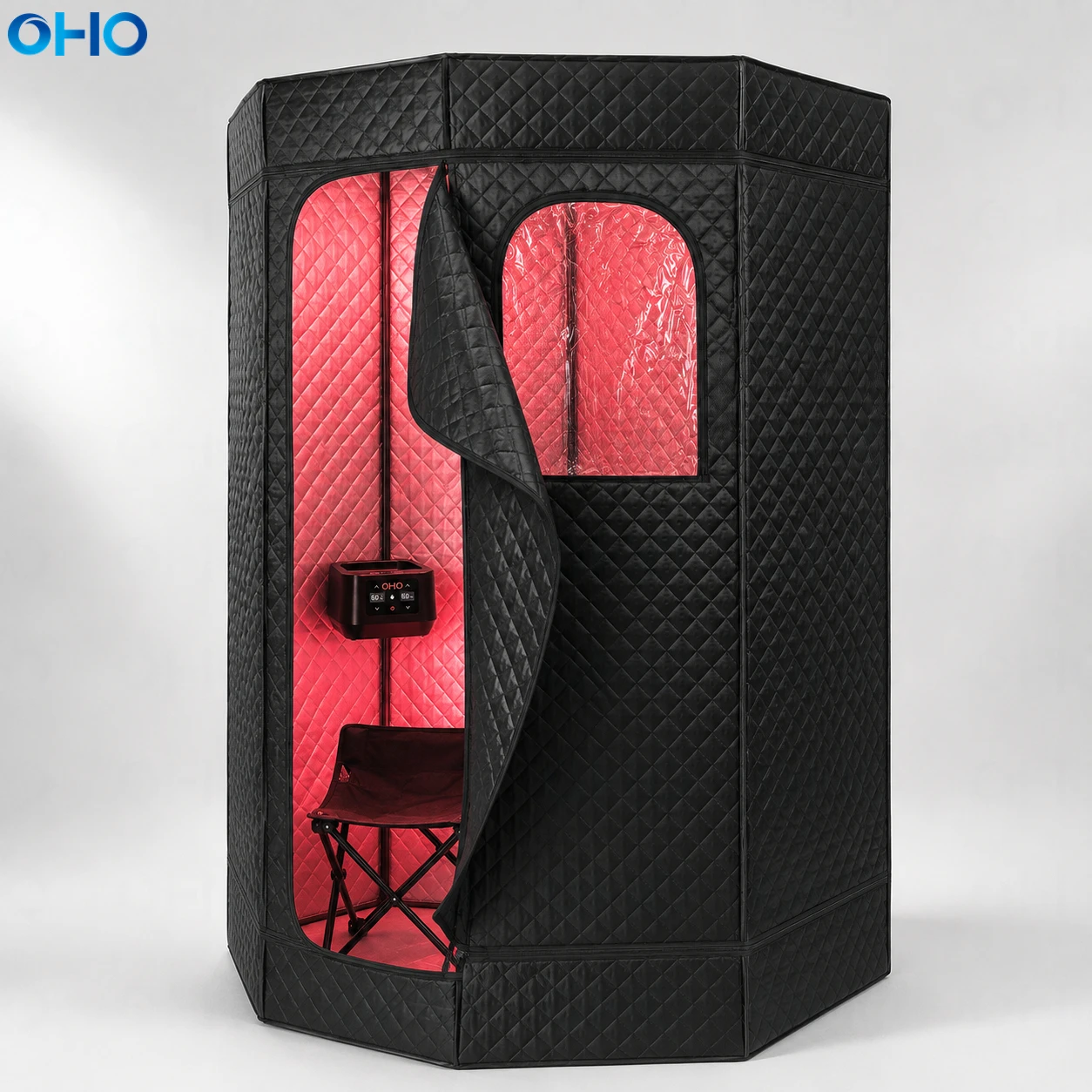 Portable Pentagon‑Shape Hot‑Air Sauna Tent with Digital Electric Heater, 1‑Person Full‑Body for Home Indoor Spa