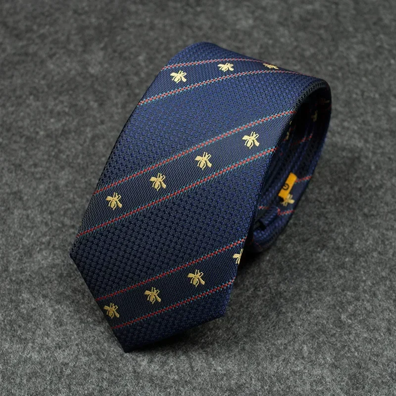 

Classic Stripe Personalized Embroidery Color blocked Silk Tie Formal Business Men's Tie Versatile Decoration collared shirt