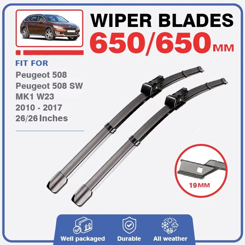 Front Rear Wiper Blades For Peugeot 508 508SW 508 SW MK1 W23 2010 - 2017 Windshield Windscreen Car Accessories Cap Cover 26 Inch