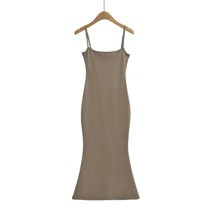 Neuer Stil, elegantes beschichtetes Stretch-Träger-langes, figurbetontes Schlankheitskleid für Damen