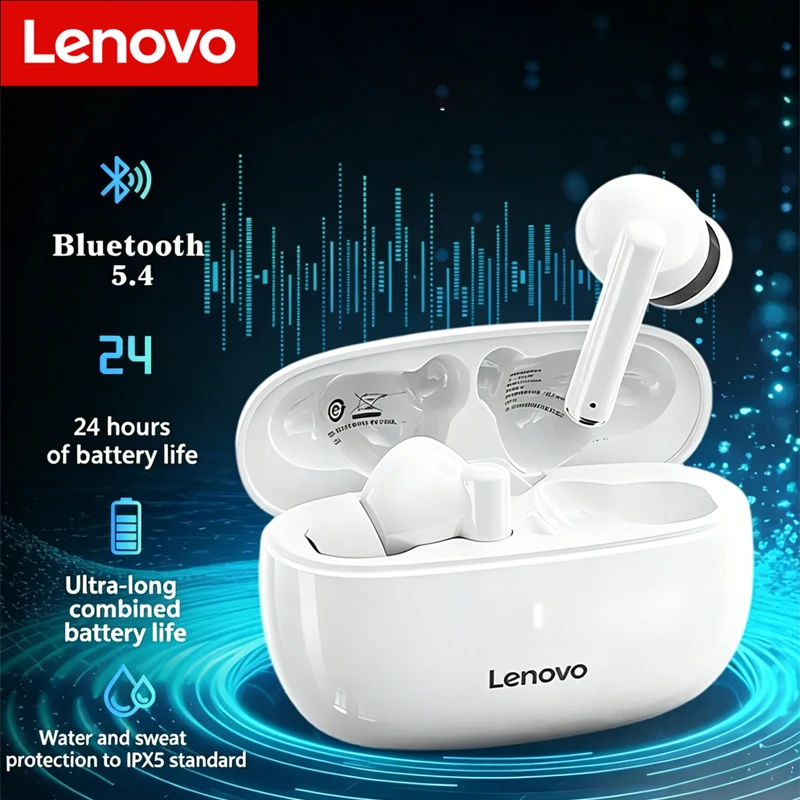 

New Lenovo TA210 Wireless Bluetooth V5.4 Headphones ENC Noise Cancellation Low Latency Earbuds Long Battery Life Sport Earphones