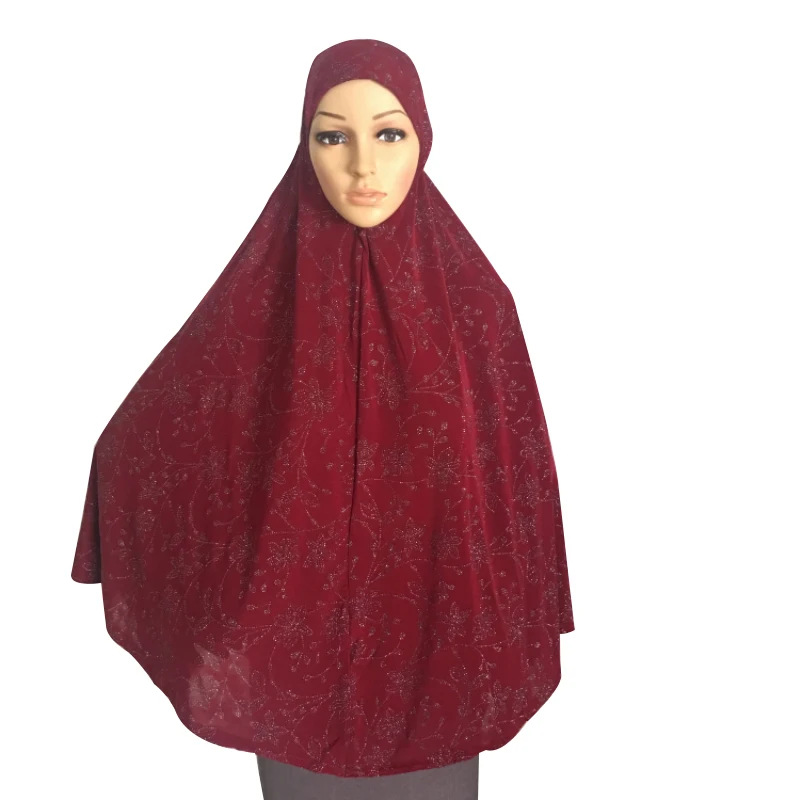 H051 latest big size glitter muslim hijab scarf pray hijab women headwrap can cover bust to waist turban caps bonnet