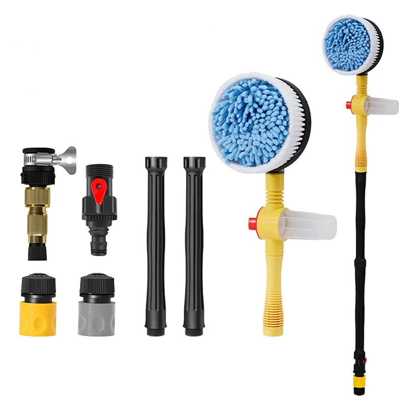 Car Wash Brush Cleaning Kit Rotary 360 Deep Cleaning Car Wash Brush Microfiber Long Handle Cleaning Tool For Cleaning Vehicles