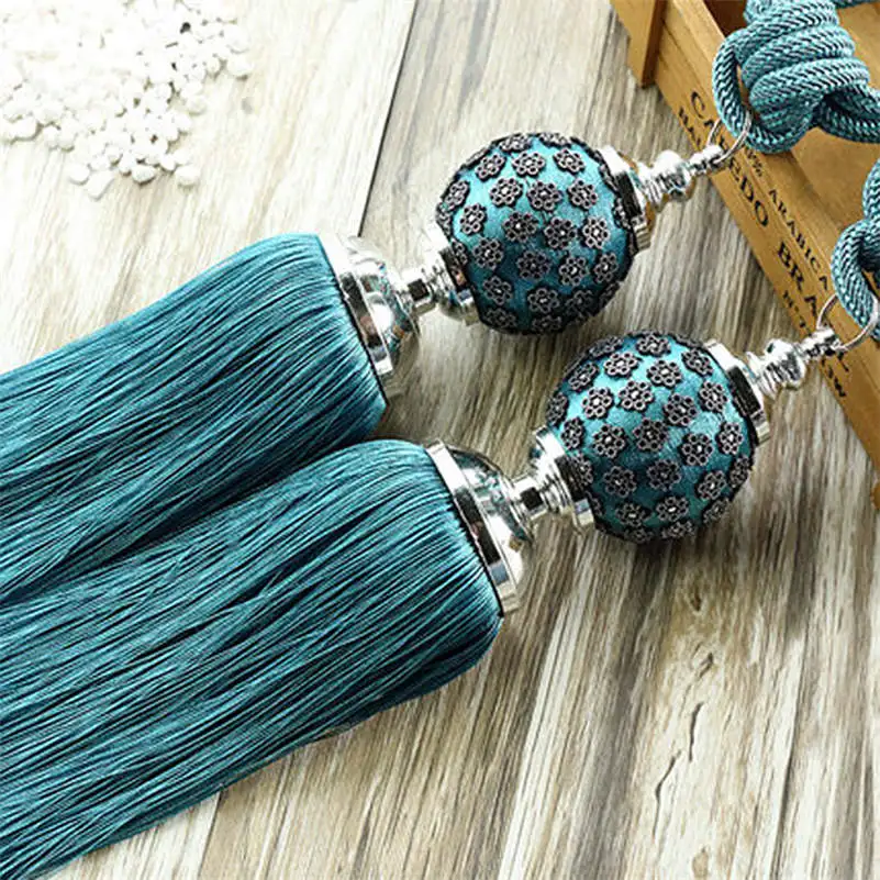 

1 Pair Curtain Tassel Fringe Tiebacks Holdbacks Hanging Belt Ball Ropes Curtain Accessories