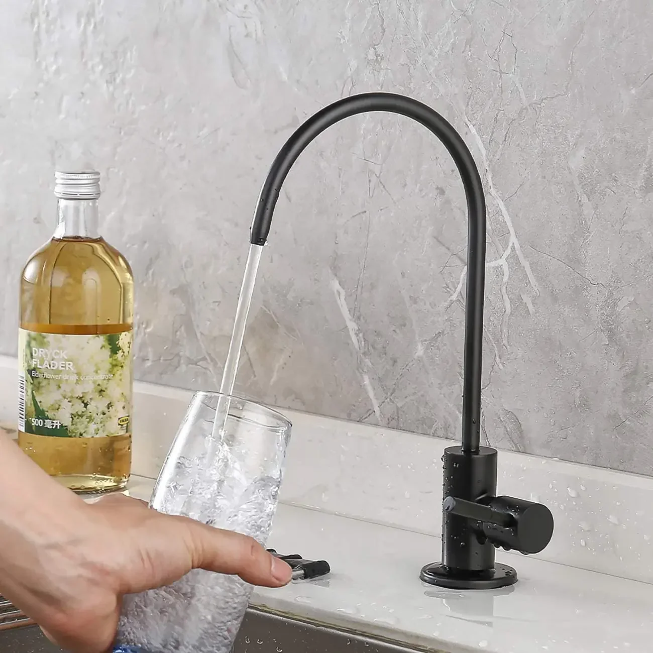 Brass Black Reverse Osmosis Faucet Tap Water Filter Faucet Non-Air-Gap Drinking Water Beverage Faucet Water Filtration System