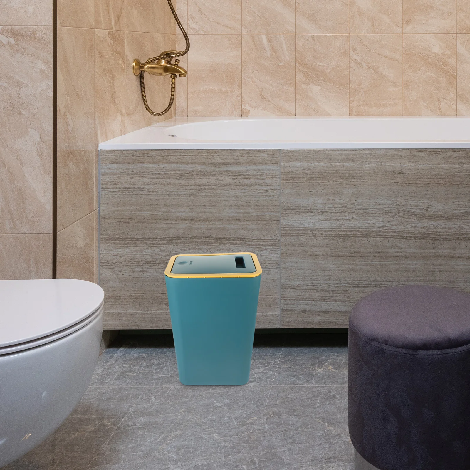 

1pc Press Trash Can Bathroom Bedroom Garbage Bin Household Plastic Waste Container PP Strong Thickened Light Narrow Dogproof