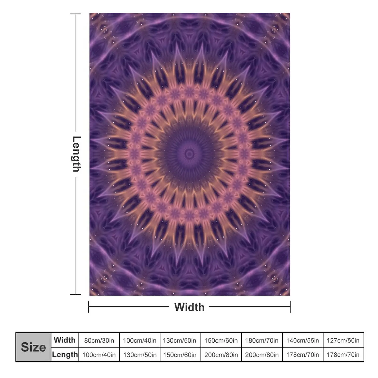 Violet Flame Mandala - Abstract Geometric Design Throw Blanket Softest for winter Blankets