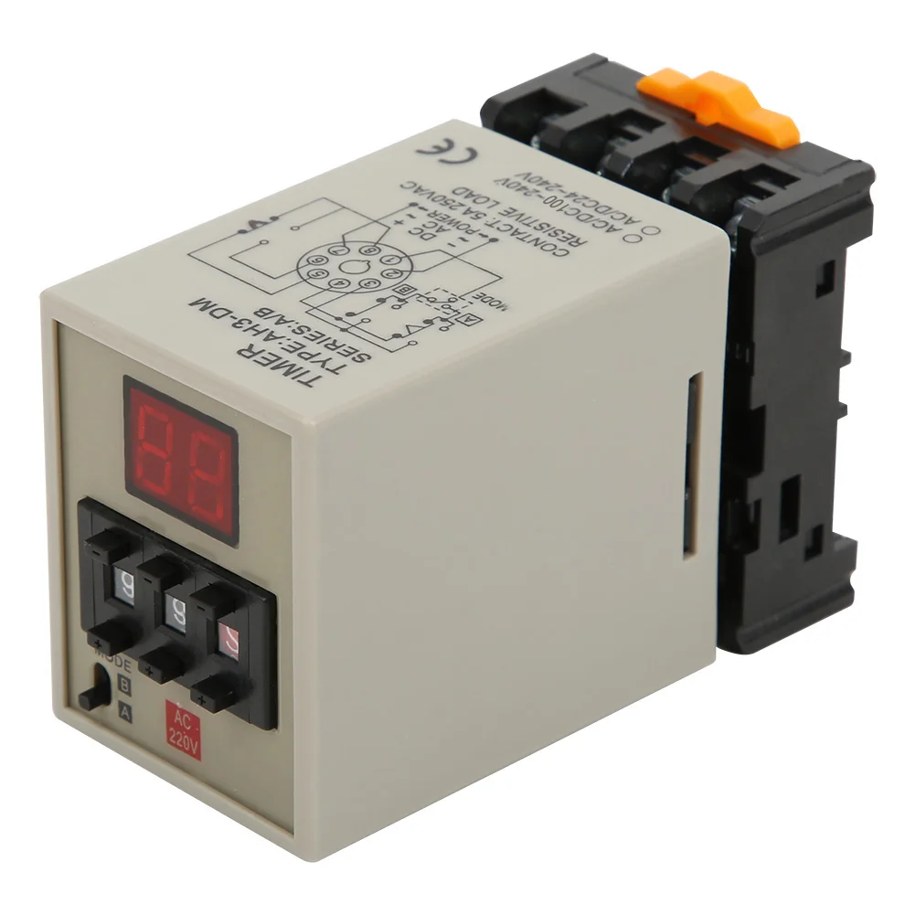 AH3-DM Timer Relay A/B Dual Mode Delay Timer Relay Digital Display Timer Relay AC220V 0.01S ~ 990H Built-In CMOS IC