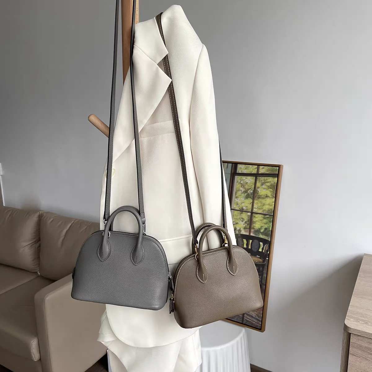 

Bolide Сумка для боулинга Верхний слой из воловьей кожи Пригородная сумка через плечо через плечо ell aped Pure Color Briti Sle