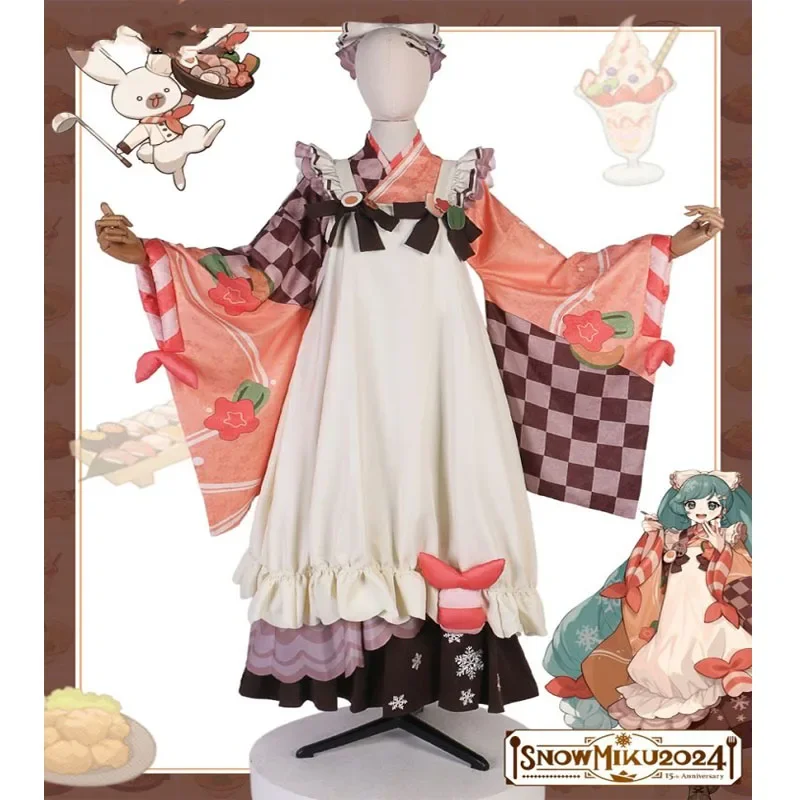 

Snow Miku 2024 anime cosplay costume wig Snow Miku role play girl cute gourmet kimono long skirt Halloween suit Christmas gifts