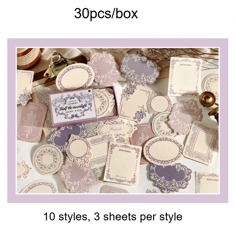Retro Geprägtes Blumenmuster Hartkartonpapier DIY Beschreibbares Dekoratives Scrapbooking-Papier Boxed Sticky Notes Journaling-Zubehör – Detail 9