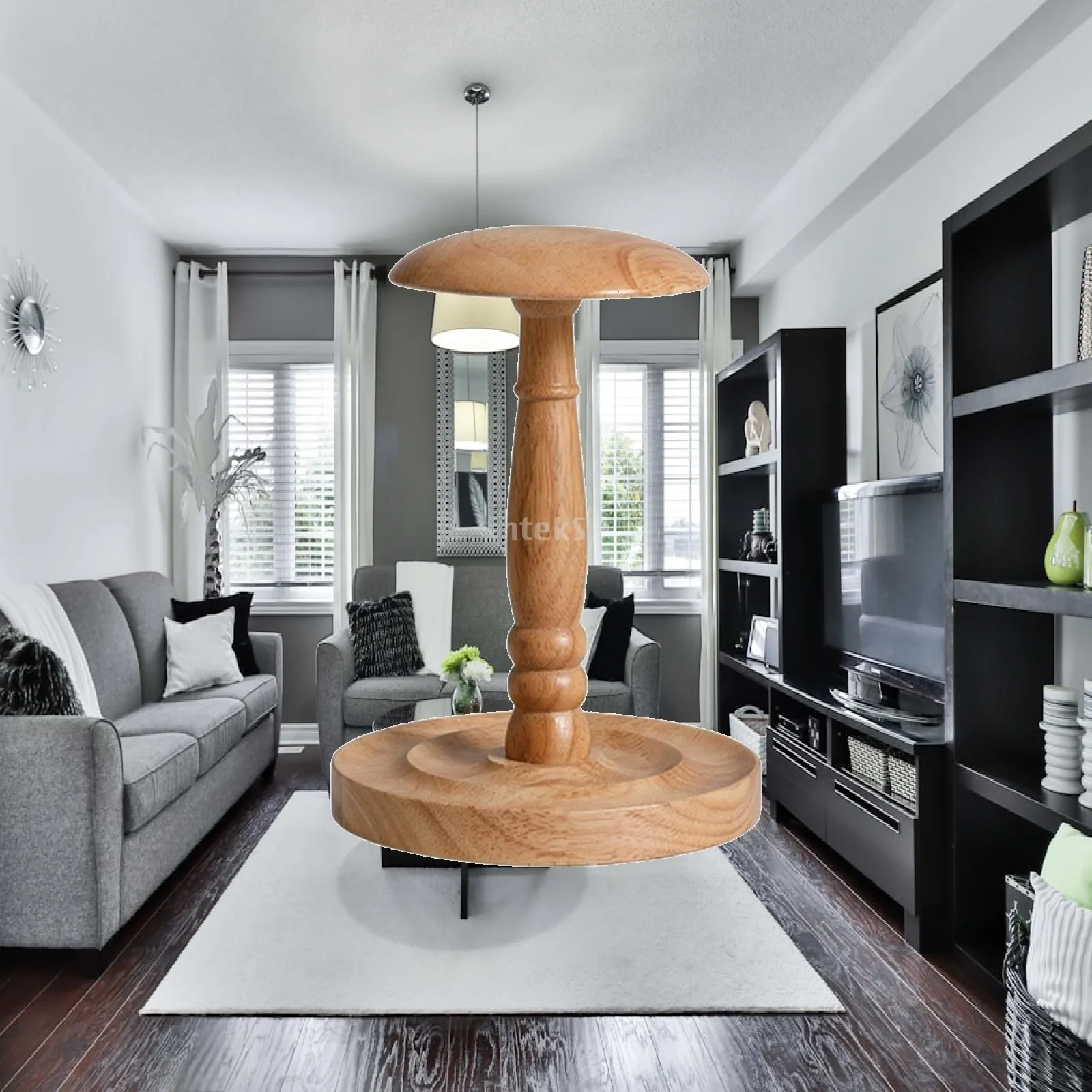 Solid Wood Hat Rack for Displaying Hats Stand for Vanity Table Storage Holder with Round Base