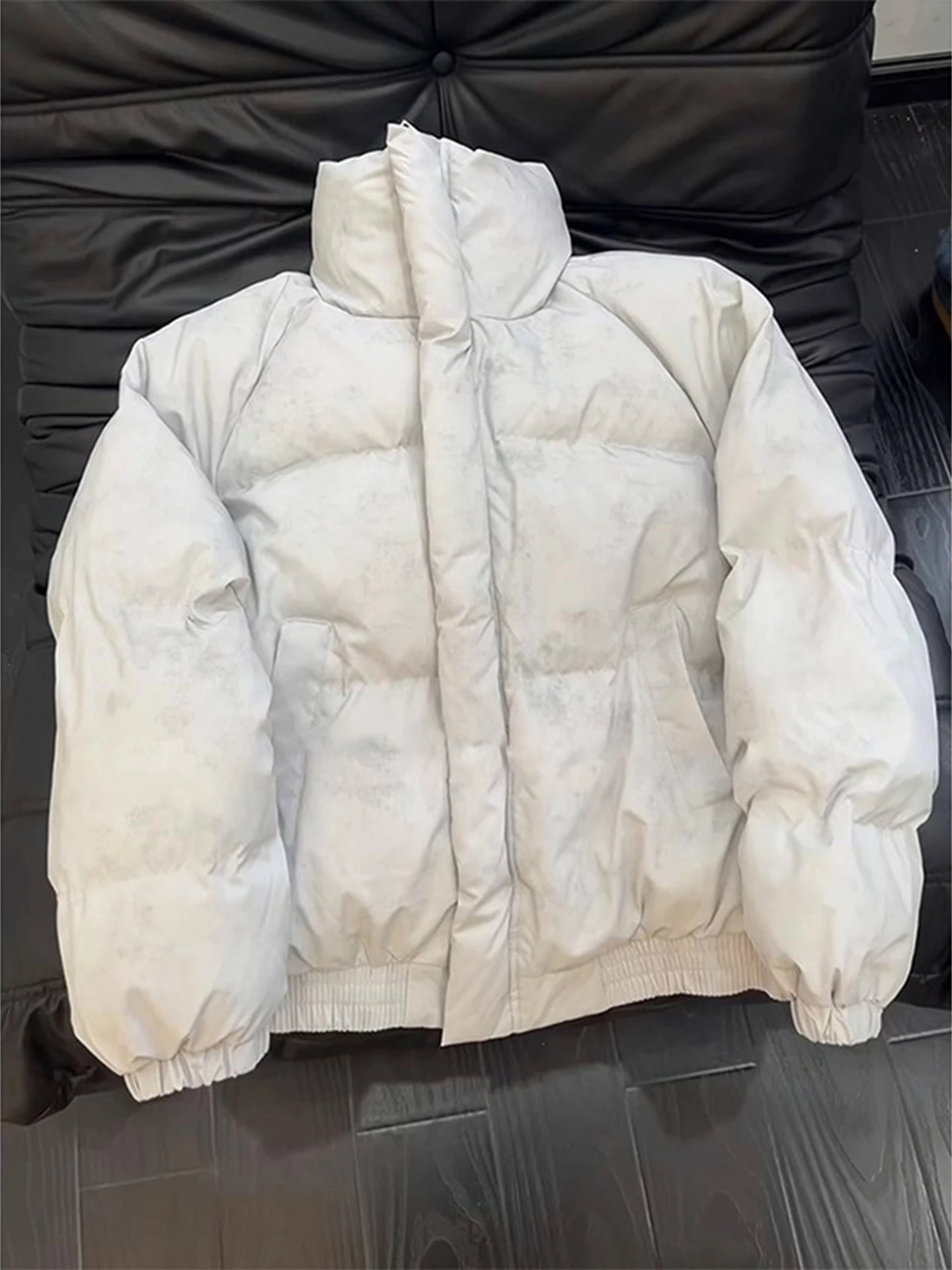 

Мужская зимняя куртка из хлопка с эффектом окрашивания, в американском ретро-стиле, укороченная, теплая, с воротником-стойкой