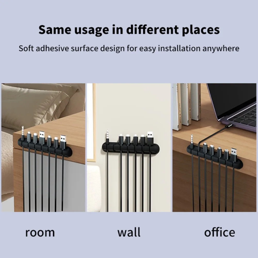 New Black Cable Organizer Silicone Flexible USB Cable Winder Desktop Tidy Management Clips For Mouse Keyboard Earphone Protector view 4