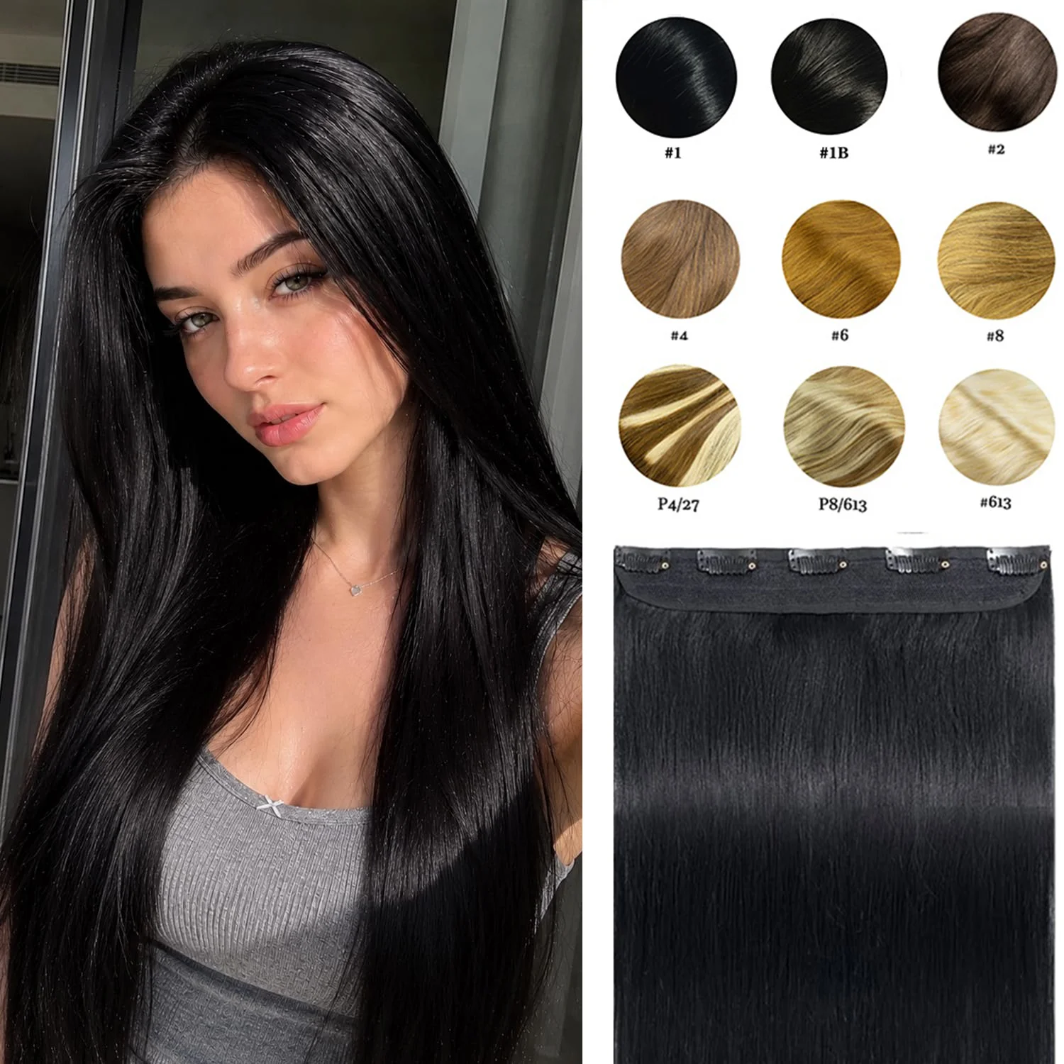 100-brazilian-human-remy-hair-extensions-16-24-1pcs-set-100g-skin-weft-clip-in-one-piece-natural-straight-adding-hair-volume