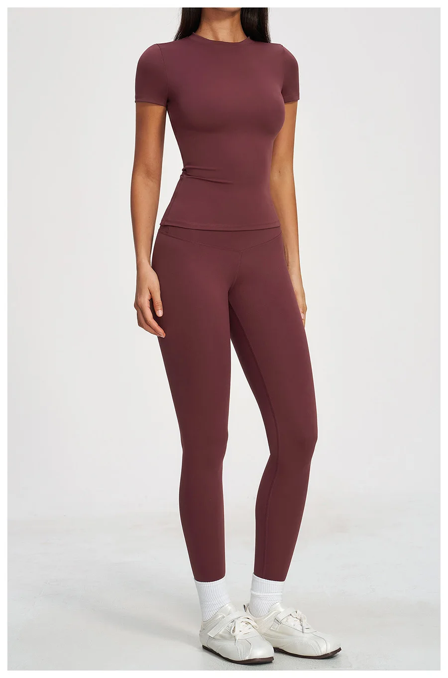 Yoga-Set 2-teilig Sportbekleidung Fitnesskleidung Yoga-Anzüge Damen Fitness-Set Trainingsanzüge Sport Langarm Crop Top Gym High Waist Leggings – Detail 15