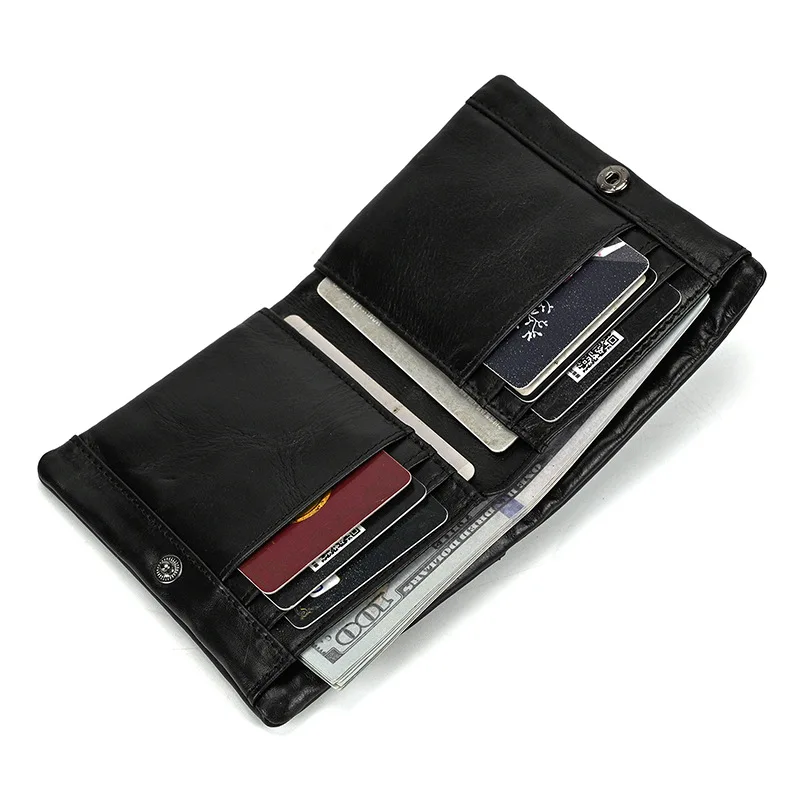 Men's RFID Cowhide Card Holder Wallet with Coin Purse description 6
