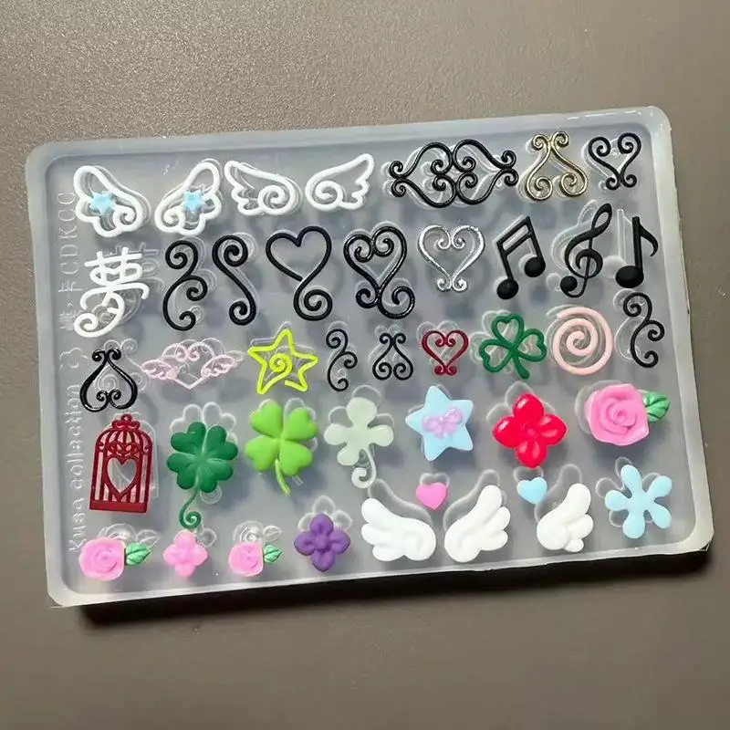 Manicure 3D Silicone Mold Clover Flower Wings Pattern Reusable for Nail Art Decor Small Resin Craft Making DIY Handcraft Tool