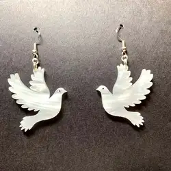 Cute Cartoon Animal White Bird Peace Dove Pendant Acrylic Drop Earrings Elegant Deily Party Fashion Jewelry Gifts For Ladies
