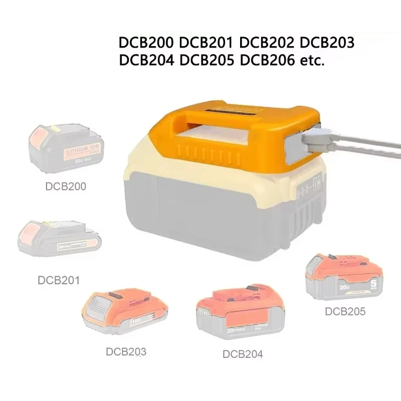 USB Converter Charger For DEWALTs 14.4V 18V 20V Li-ion Battery Converter DCB090 USB Device Charging Adapter Power Supply
