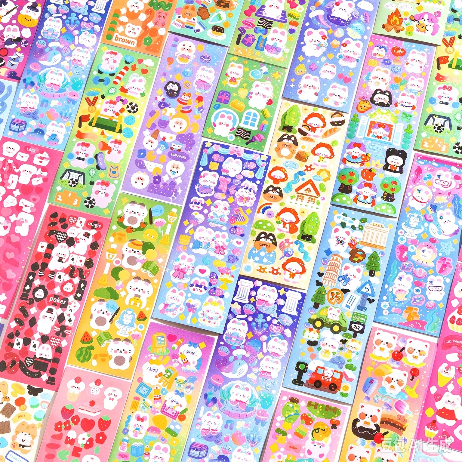 20-100Pcs Cute Stickers Cartoon Laser Scrapbook Sticker Decoration Stationery DIY Scrapbooking Journals Stickers School Supplies