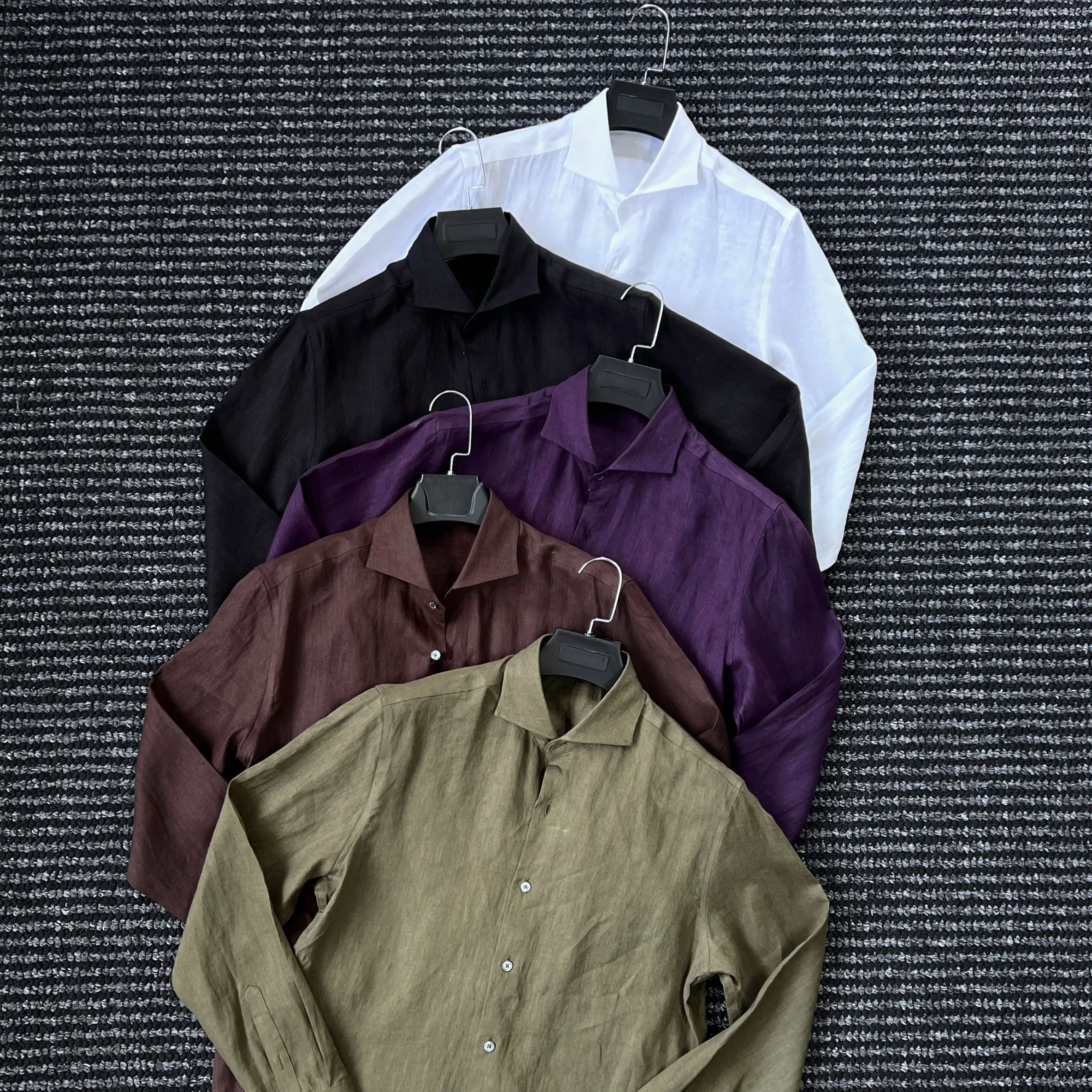 

Роскошная мужская рубашка из 100% льна с воротником в стиле Виндзор, дышащая, в стиле Old Money