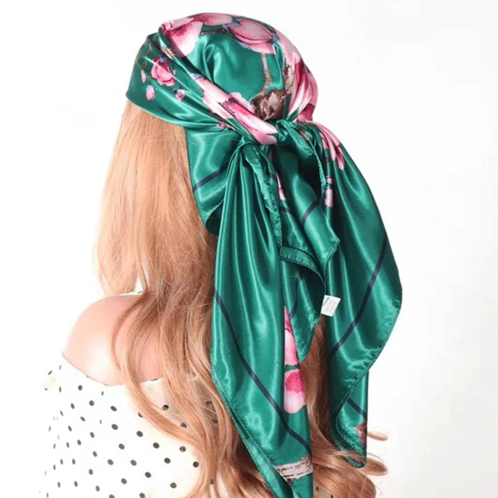 90*90cm Elegant Celebrity Plant Peony Flower Silk Scarves Fashion Women Headscarf Large Square foullard Muslim bandanna muffler