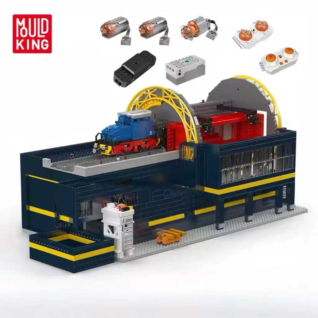 Mould King 17094 Railway rotary car dumper Model Building Blocks toys MOC Bricks kits Engineering toys for kid Christmas Gift