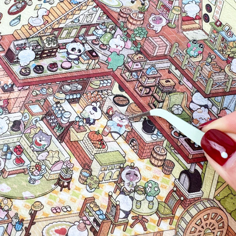 1 Set Cute Gift For Kid Large Storage Miniature Scene 3D Landscaping Stickers DIY Cabin Scene Stacking And Pasting Hand Account