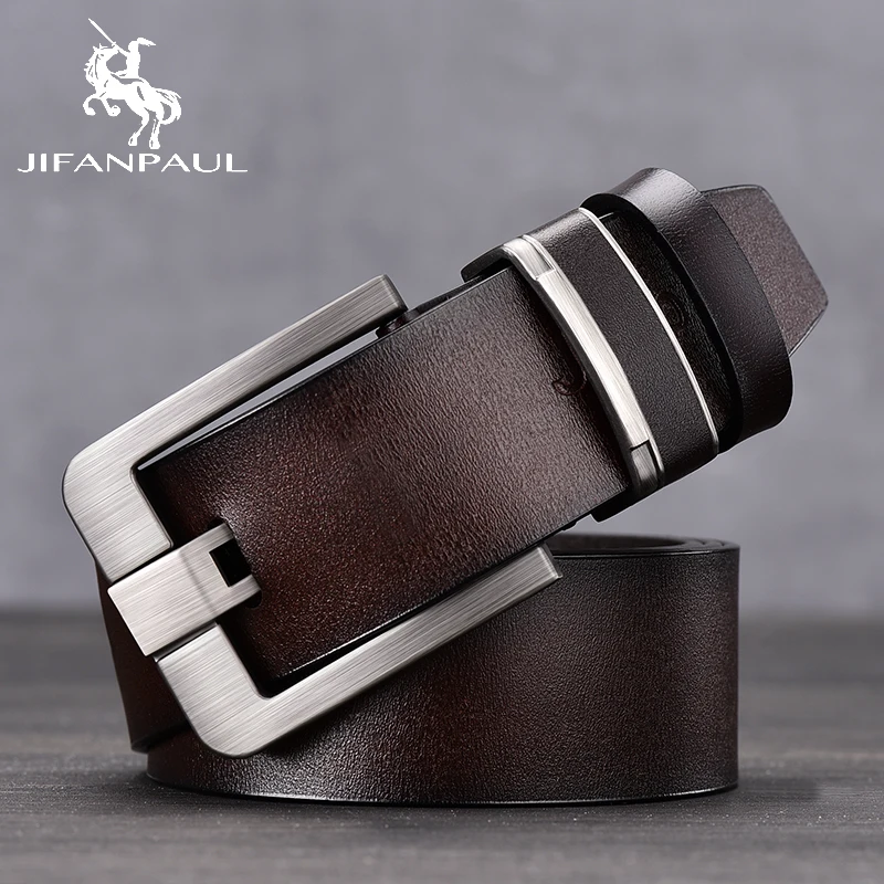 New Leather Cowhide Men\'s Belt Fashion Metal Alloy Pin Buckle Adult Luxury Brand Jeans Business Casual Waist Male Strap Brand