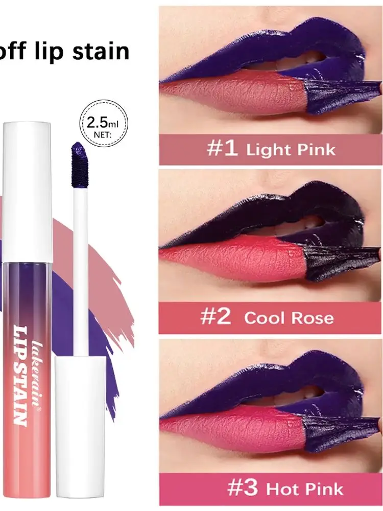 Teinture à lèvres imperméable à effet peel-off, longue durée, teinte rose, anti-transfert, non collante, 3 couleurs, teinture à lèvres, cosmétiques pour femmes
