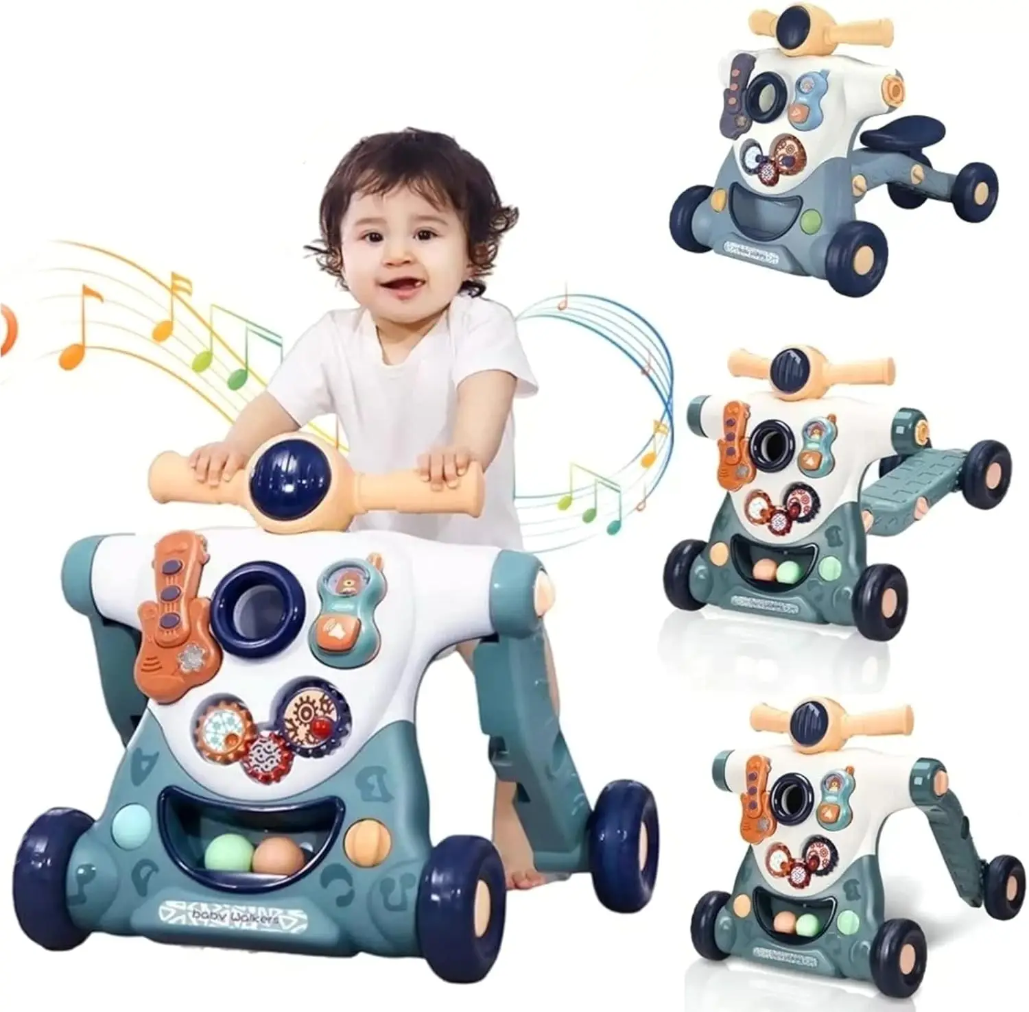 3 in 1 Baby walker Educational Baby Push Walkers with Entertainment Activity Toys Adjustable Baby Stroller fit 6-18 Months
