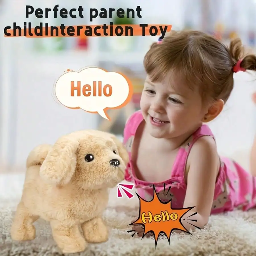 Electric Labrador Retriever Toy, Walking Barking Twisting Plush Dog Interactive Gift for Kids