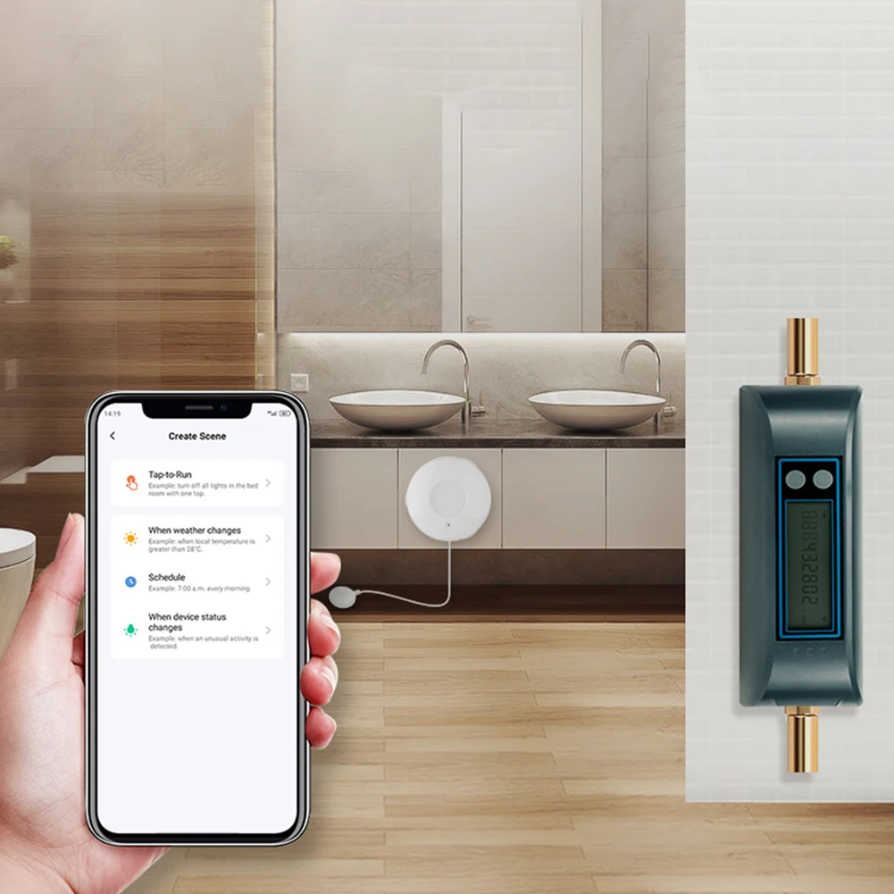 

WiFi Smart Water Valve IP66 Waterproof Water Flow Rate and Water Meter Shut On/Off Dual-Band Flow Rate Meter Remote APP Control