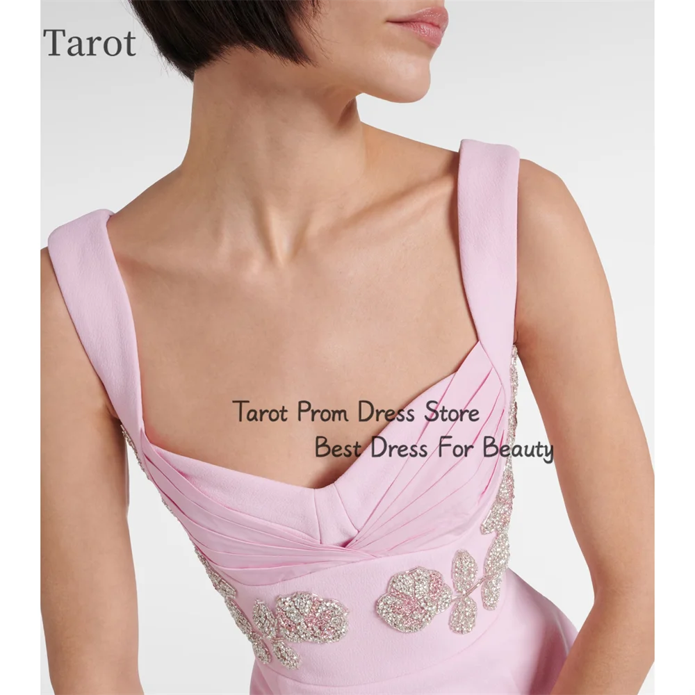 Tarot rosa kurzes Abendkleid Schatz eine Linie ärmellose Perlen appliziert Ballkleid für Frauen Saudi-Arabien Roben de Soirée