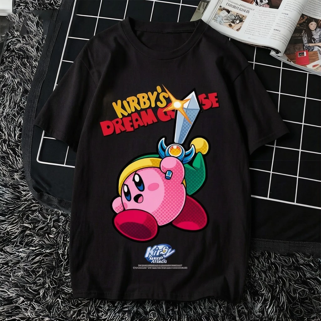 Cartoon Kirby Short-sleeved T-shirt for Men 2026 Summer Anime-style Pure Cotton T-shirt Japanese Style Fashion Apparel