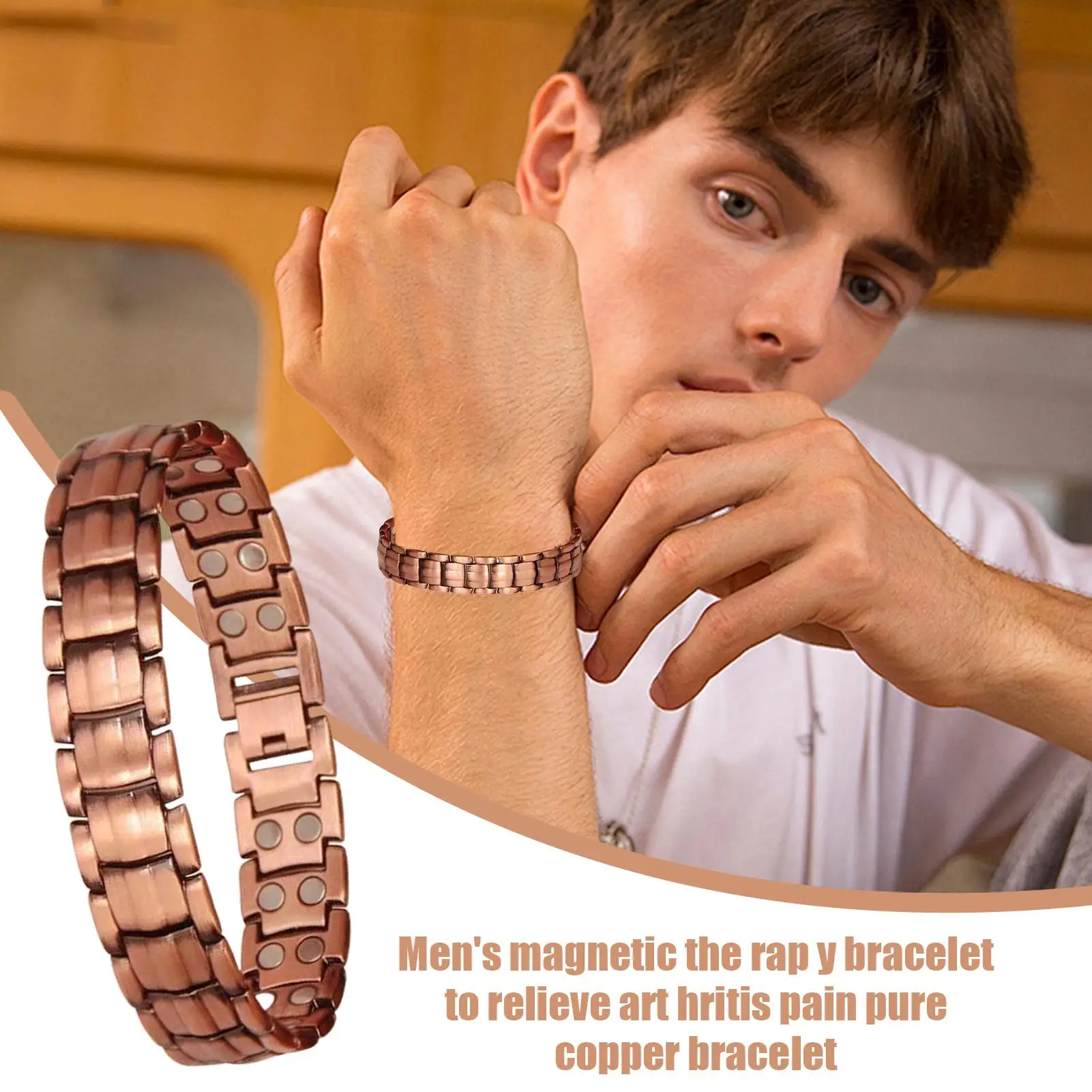 Pulseras Magnéticas para Hombre, Pulsera Magnética de Cobre Puro, Joyería, Accesorios de Joyería para Correr, Deportes, Gimnasio, Padres, Aire Libre