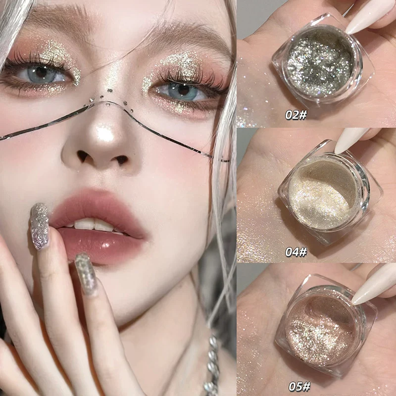 グリッターアイシャドウゴールドピンクアイシャドウハイライターカイコ長期的な防水シマーマルチカラー液体アイシャドウ 6 色