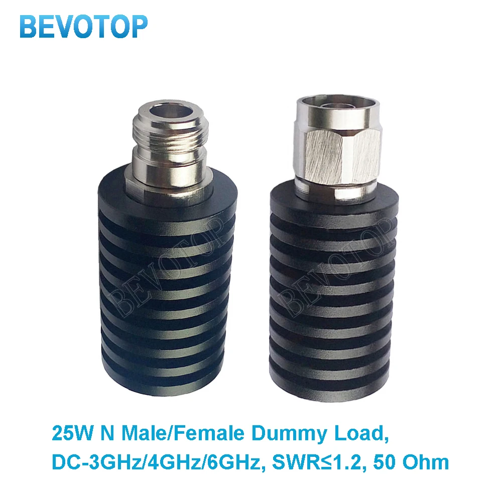 25W N Male/Female RF Coaxial Connector Termination Dummy Load 50ohm Nickel Plated for 3GHz/4GHz/6GHz Frequency Range