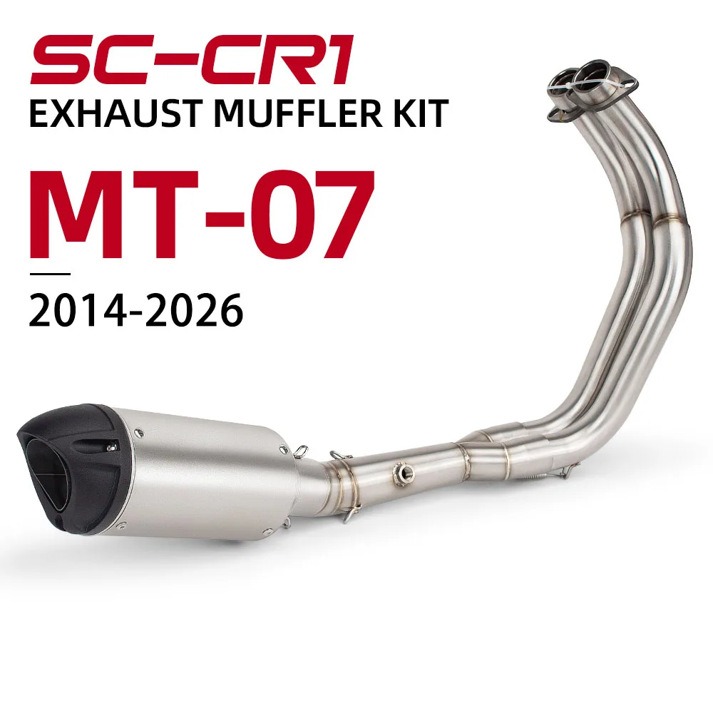 

MT 07 Exhaust System For Yamaha R7 MT07 FZ07 XSR700 2014-2026 Motorcycle Exhausts Pipe Street Bike Headers Tube Project Muffler