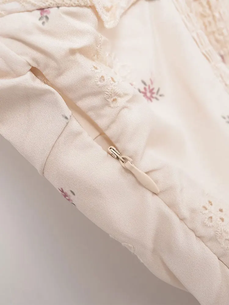 2025 Summer Sexy Chic Embroidery Women Dress Solid Cami Sleeveless Zipper Ruffles Short Dress Fashion Dress