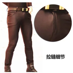 Mens Spring Autumn Bottoms Korean Style Slim Skinny Pants Sports Casual Pencil Trousers Mercerizing High-Elastic Tights Leggings