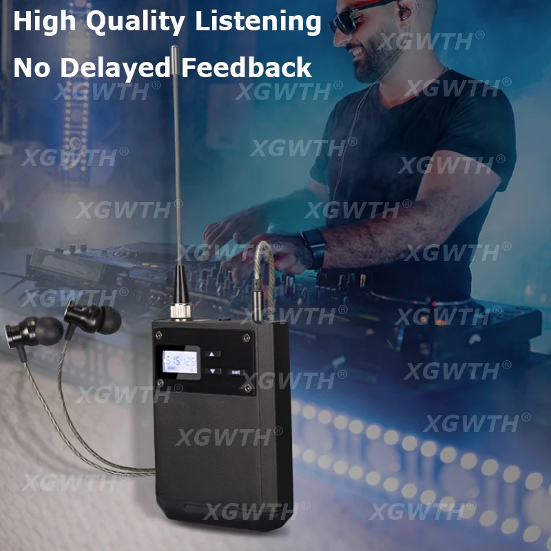 نظام مراقبة داخل الأذن ، UHF لاسلكي لعودة المسرح مع سماعة ، 2 قناة Beltpack المتلقي ، الغناء الصوتي ، DJ استوديو الصوت