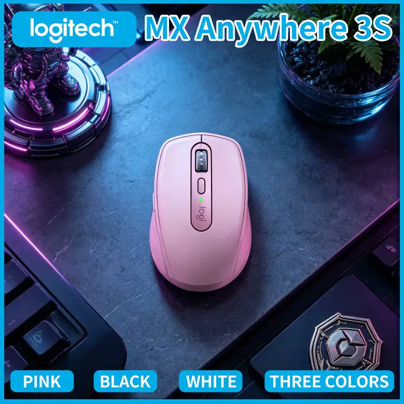 Professional Logitech MX Anywhere 3S Mouse - 8K DPI Glass Tracking, Hyper-Scroll, Silent Click, Anti-Slip Grip for Office
