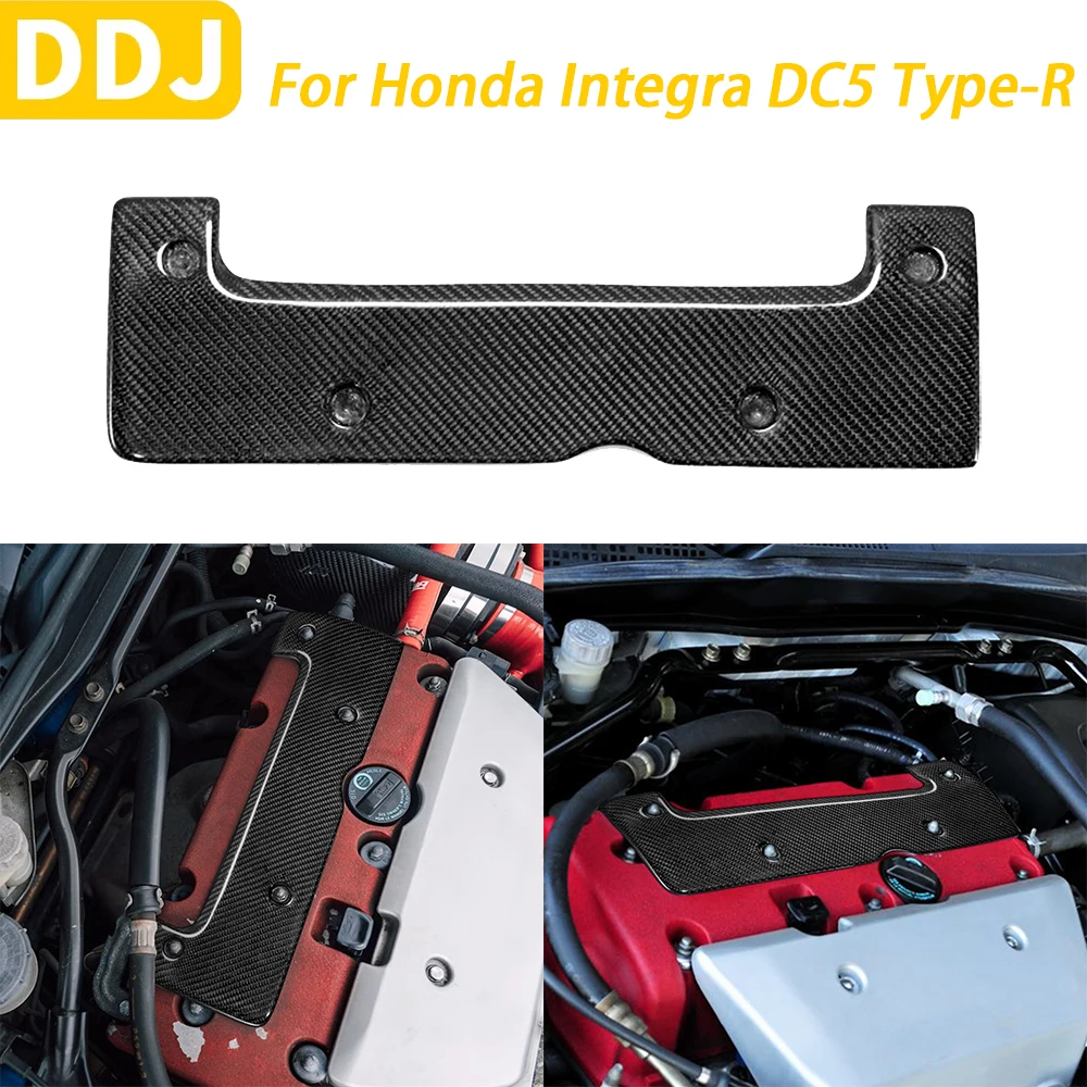 

For Honda Integra DC5 Type-R 2003 2004 2005 Car Accessories Real Dry Carbon Fiber Engine Hood Spark Plug Cover Trim Decoration