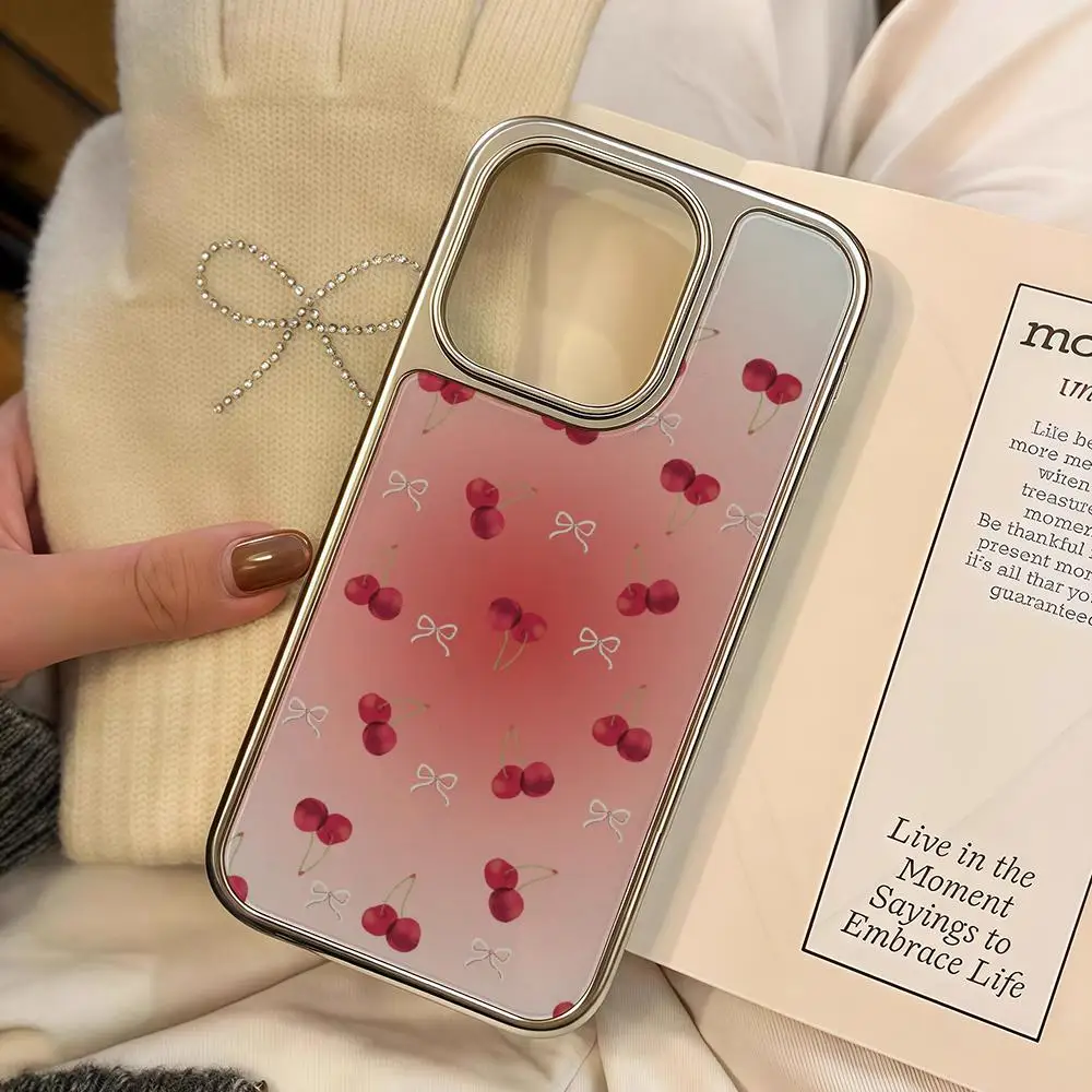 

Cute Cartoon Cherry Phone Case For iPhone 16 15 14 13 12 11 Pro Max Plus HD Magsafe Metal Frame Carbon Fiber Hard Shell