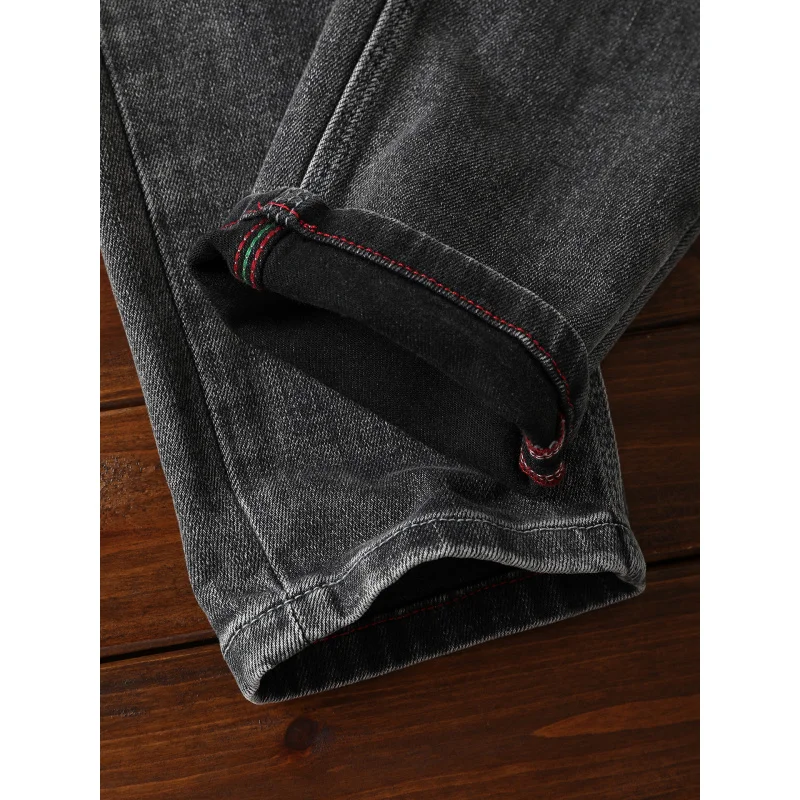 2025New أزياء خفيفة فاخرة للرجال تمتد بسيط أزياء عارضة تنوعا الرجعية غسلها الجينز #5