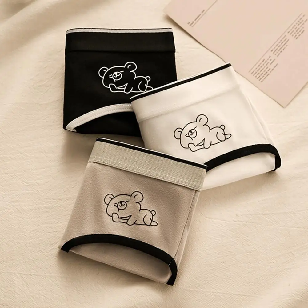 2025Women Panties Women Underwear Cartoon Print Women's Panties with Mid Waist Quick Dry Technology High School Student for Spor